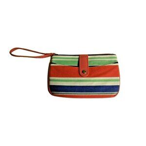 Croft & Barrow Orange Green Blue Stripped Wristlet